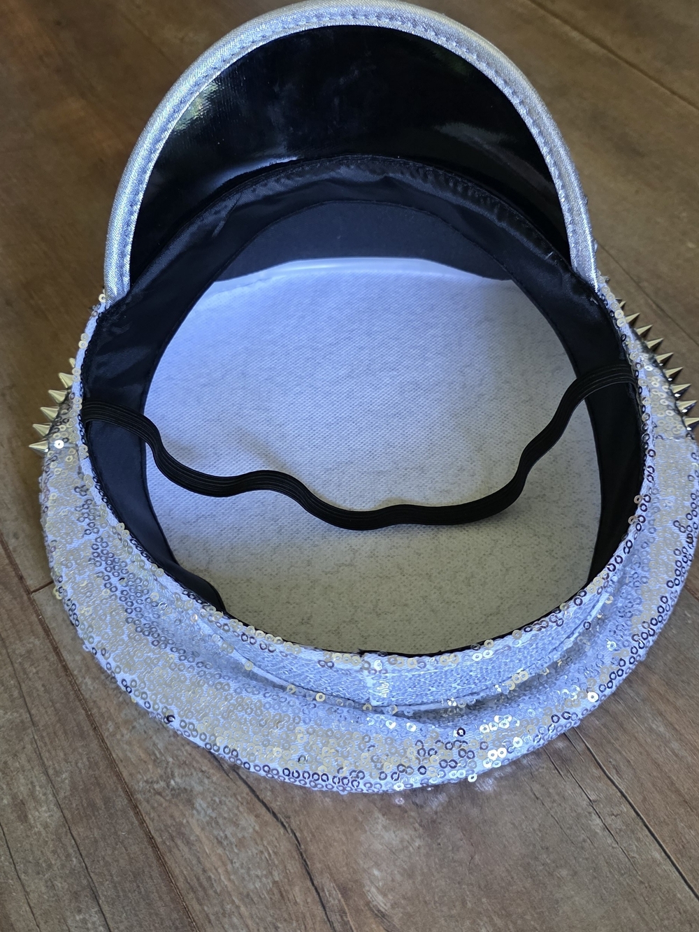 Embellished Sequin Spike Cap in Iridescent Silver PLAYBOY - Picture 3 of 3